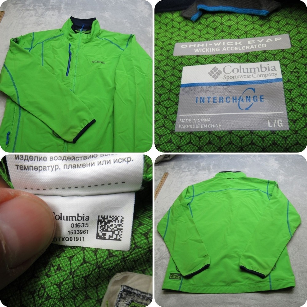 Columbia Jacket Men Large Green Interchange Omni Wick Evap Full Zip Go Pro Logo